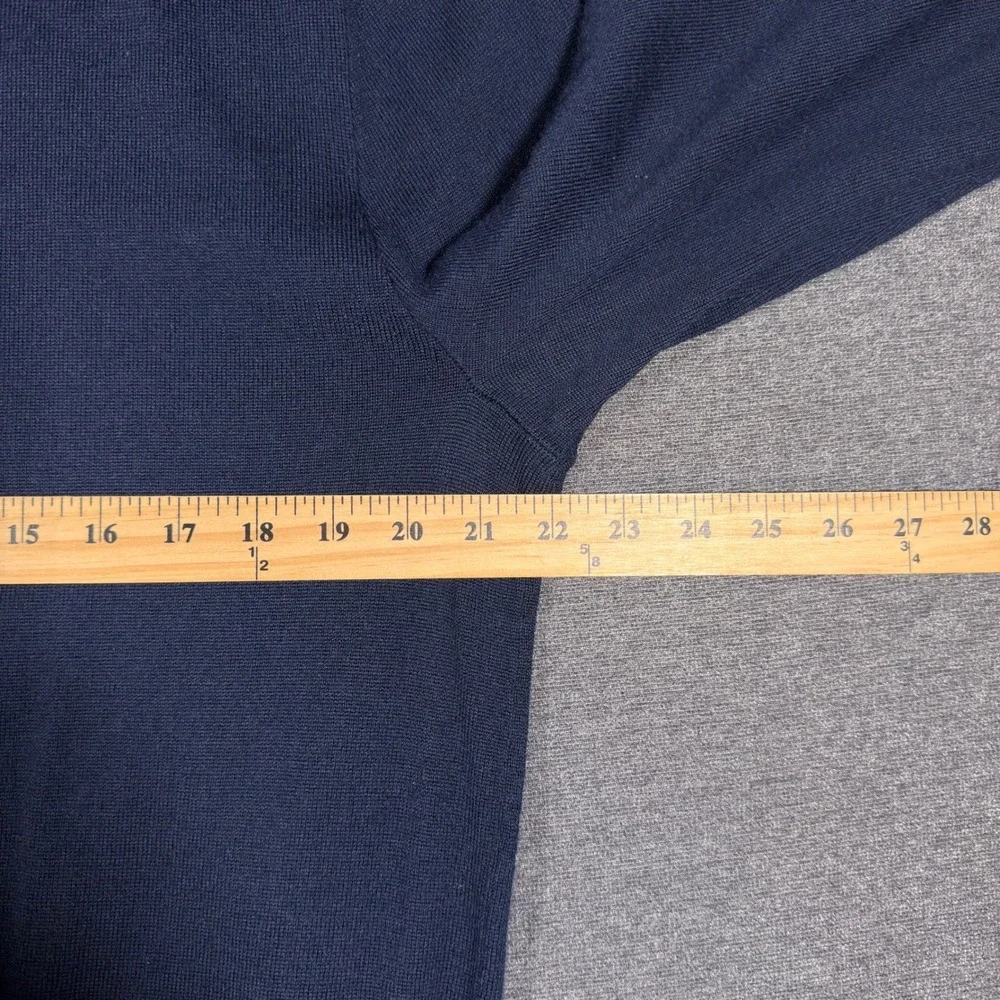 Banana Republic Quarter Zip Sweater Mens Large Blue Merino Wool Blend Mock Neck